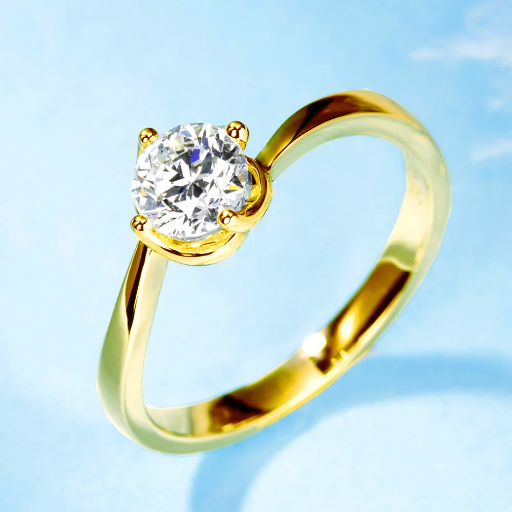 Swirl Style Solitaire GIA Diamond Engagement Ring