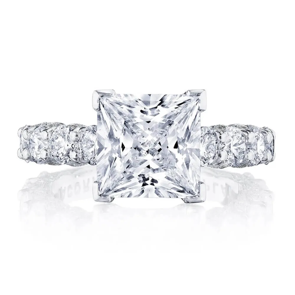 Tacori RoyalT 18K White Gold Princess Solitaire Engagement Ring HT2664PR7