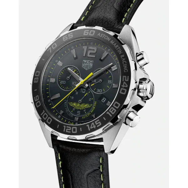 Tag Heuer Formula 1 Black Leather Strap Black Dial Chronograph Quartz Watch for Gents - CAZ101P.FC8245