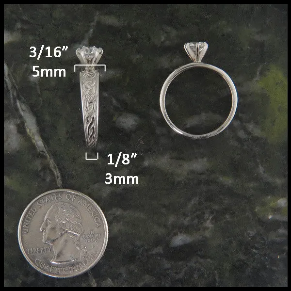 Tapered Knot Ring with Green Tsavorite
