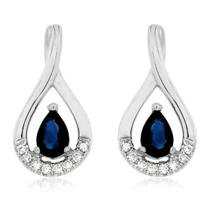 Teardrop Sapphire and Diamond Earrings