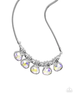 Teardrop Tribute - Yellow - UV Shimmer Triangular Gem Paparazzi Short Necklace