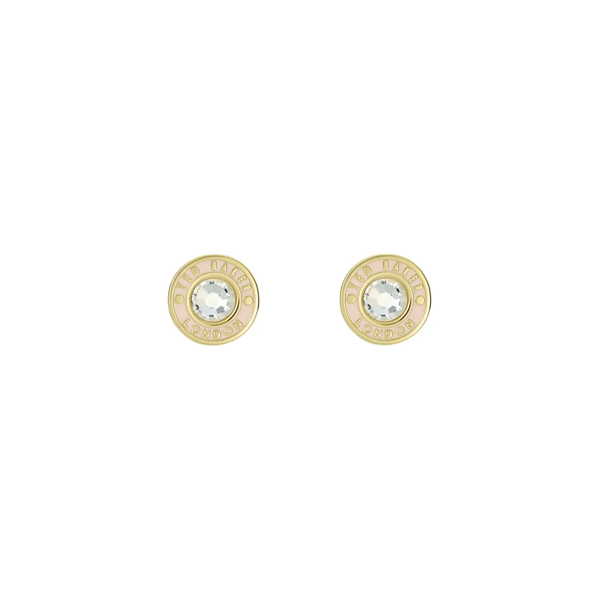 ted baker cherelle: crystal button stud earrings gold tone, pink crystal