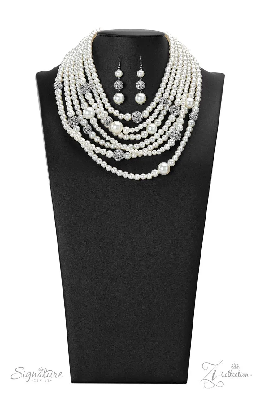 The Courtney - 2022 Zi Collection - Layered Pearl White Rhinestone Statement Paparazzi Necklace