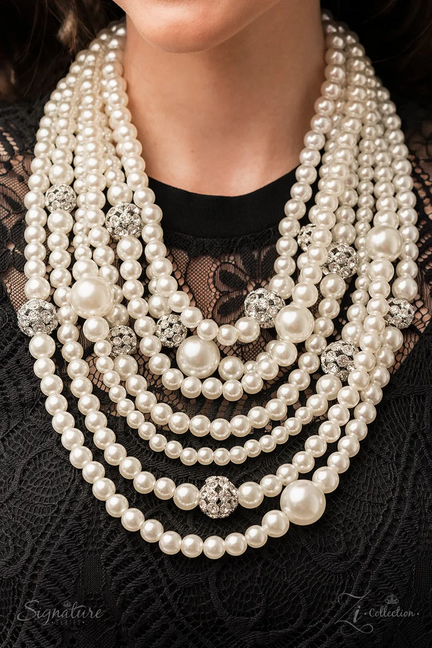 The Courtney - 2022 Zi Collection - Layered Pearl White Rhinestone Statement Paparazzi Necklace