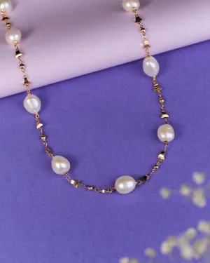 The Infinite Grace-Golden Statement Pearl Necklace