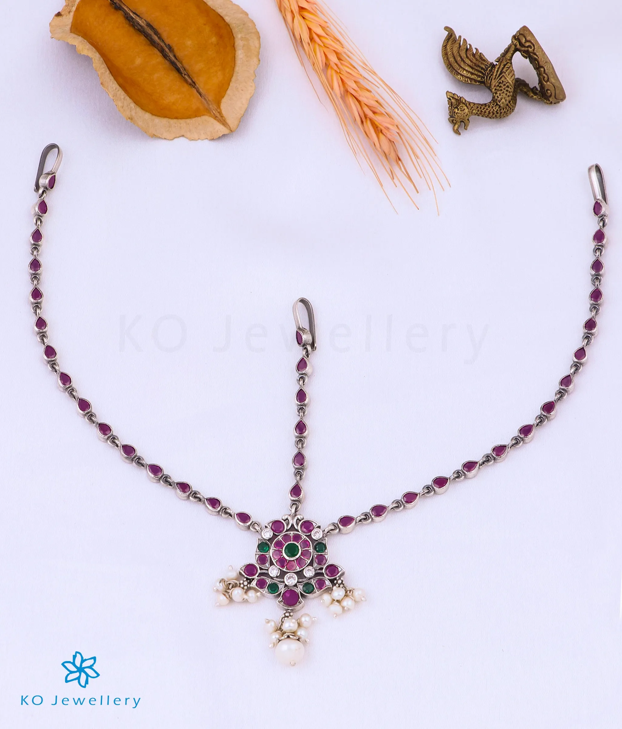 The Ramyati Silver Kemp Maang Tikka
