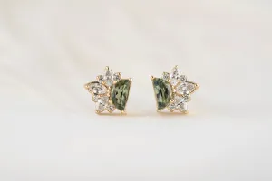 The Stardust Earrings | Green Sapphire