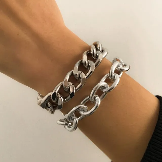 Thick Link Chain Bracelet  Women Anniverssary Jewelry