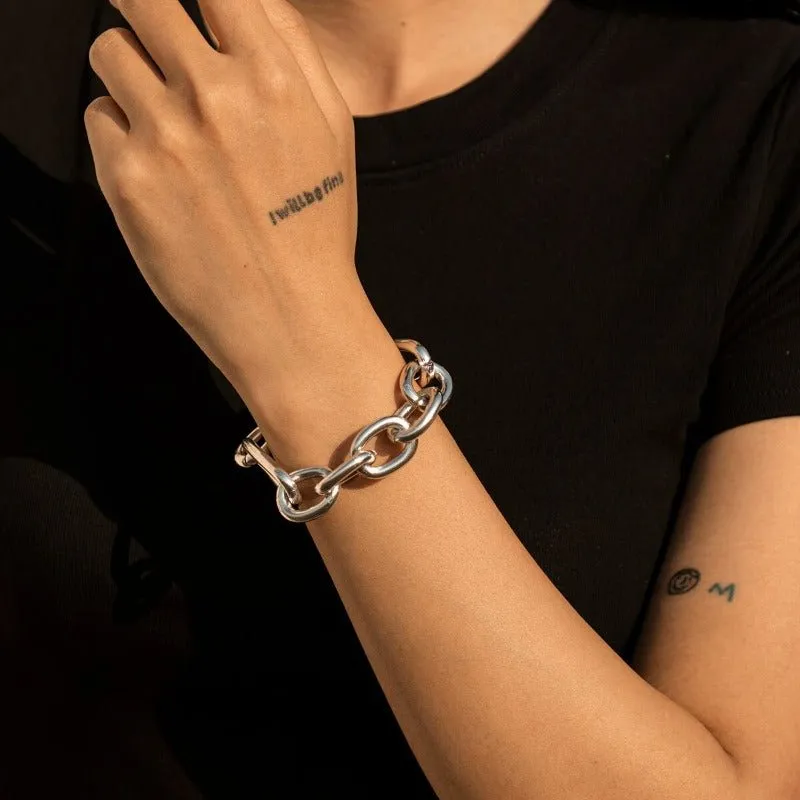 Thick Link Chain Bracelet  Women Anniverssary Jewelry