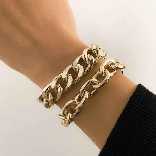 Thick Link Chain Bracelet  Women Anniverssary Jewelry