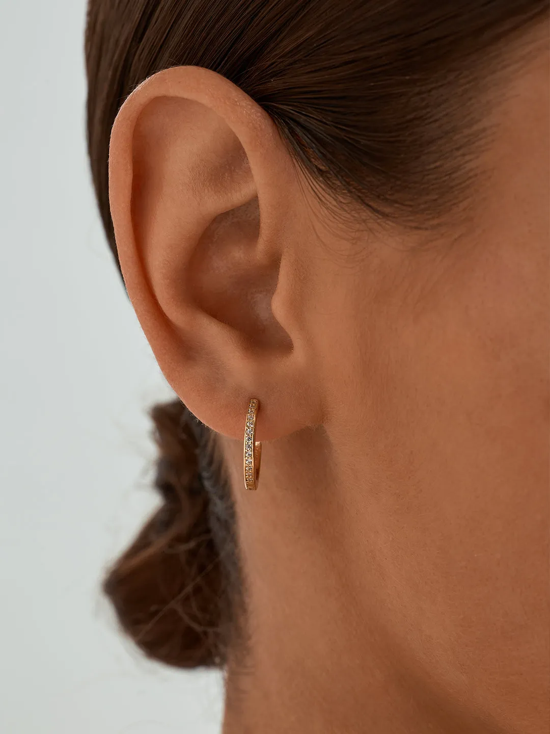 Thin Pave Crystal Hoops