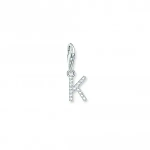 Thomas Sabo Charmista White Zirconia Letter K Charm Pendant