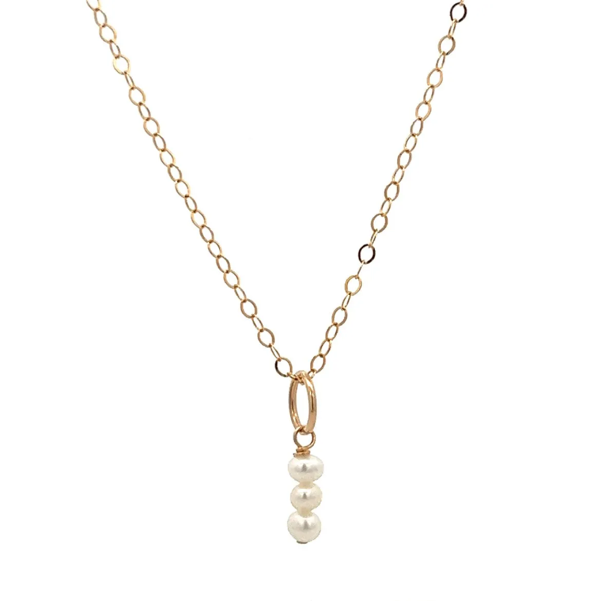 three baby pearl stick pendant necklace