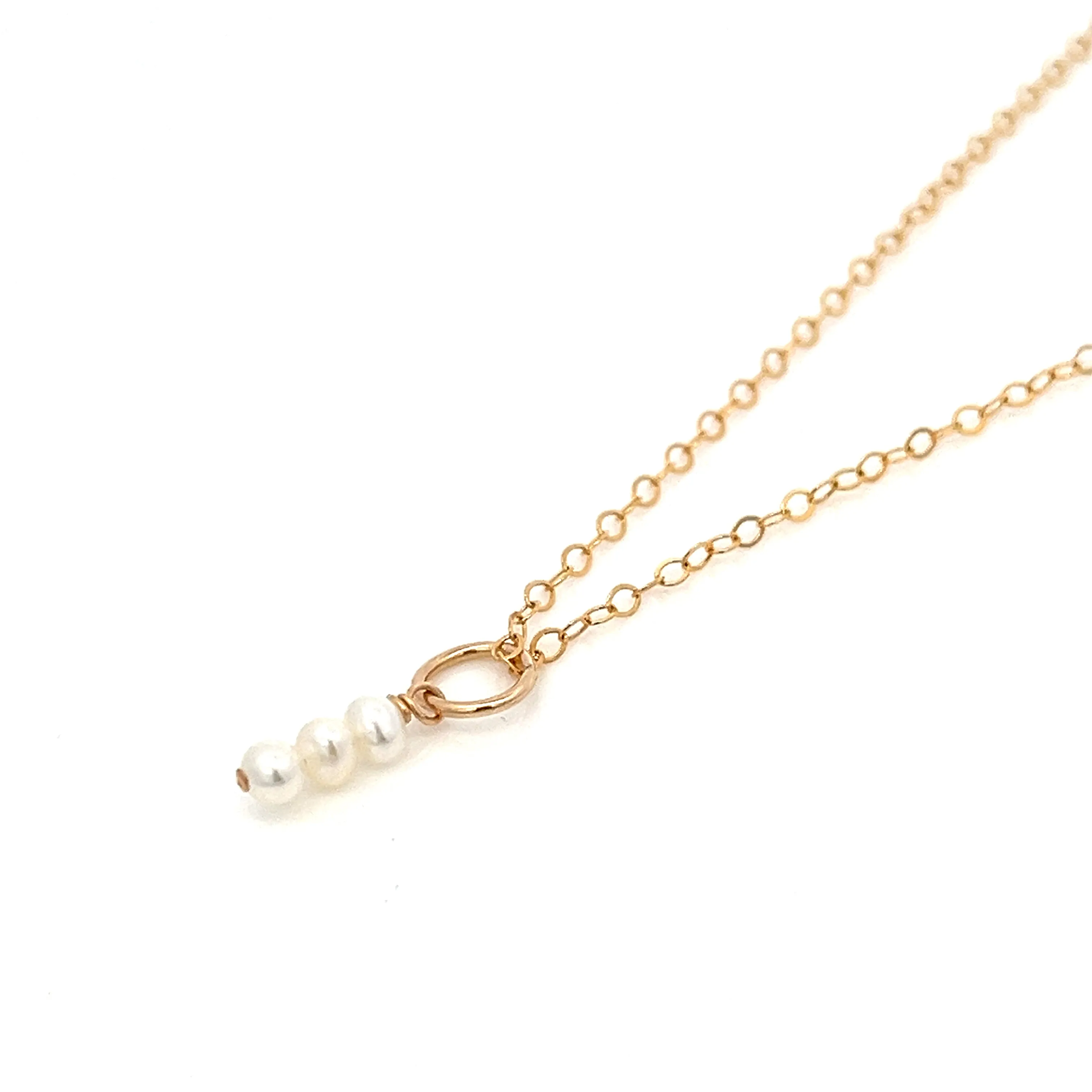 three baby pearl stick pendant necklace