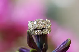 Three-Stone Ring with Matching Wedding Band