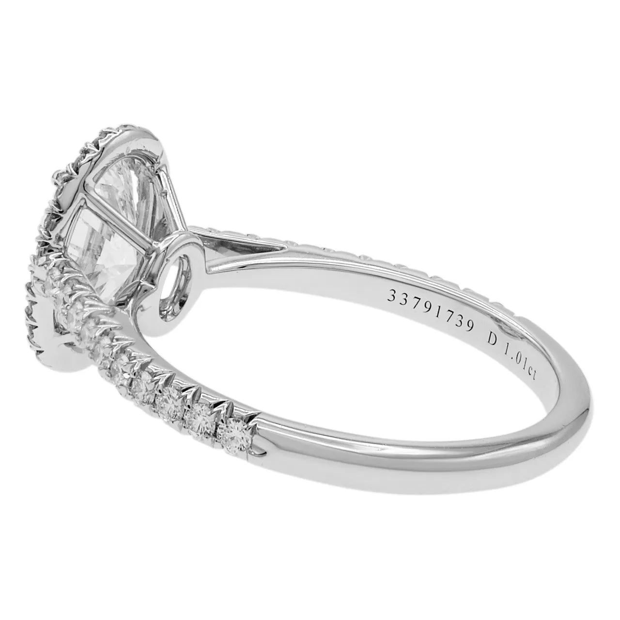 Tiffany & Co. Platinum 1.01 Carat Oval Diamond Soleste Halo Engagement Ring