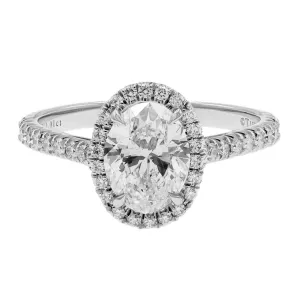 Tiffany & Co. Platinum 1.01 Carat Oval Diamond Soleste Halo Engagement Ring