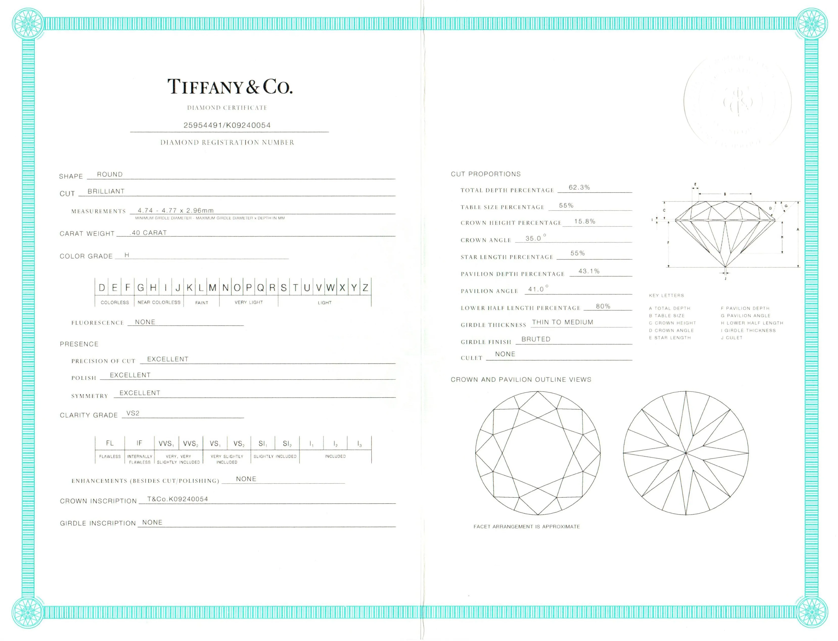 Tiffany & Co Platinum Diamond Solitaire Engagement Ring