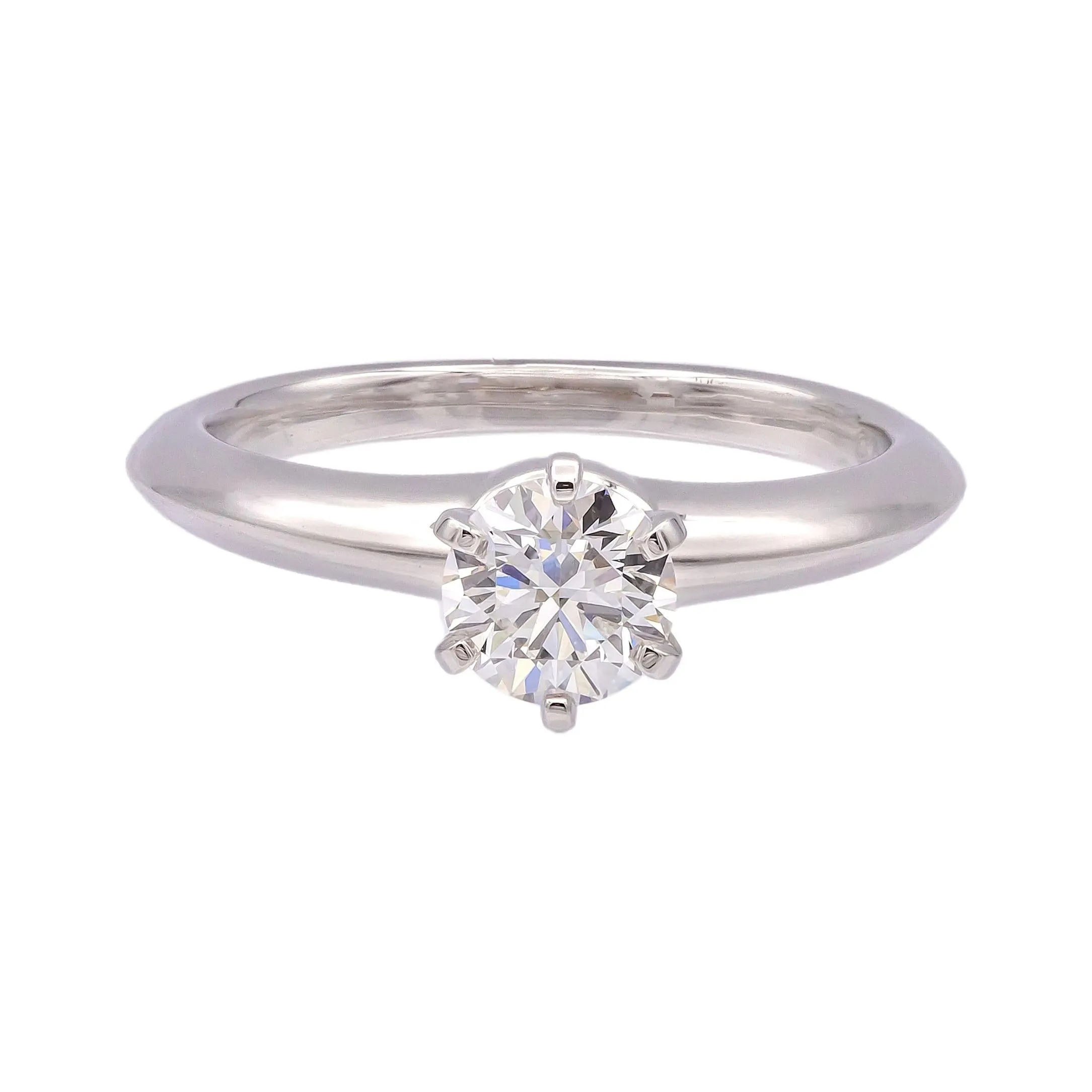Tiffany & Co. Platinum Solitaire .59ct Round Diamond Engagement Ring G VVS1 GIA
