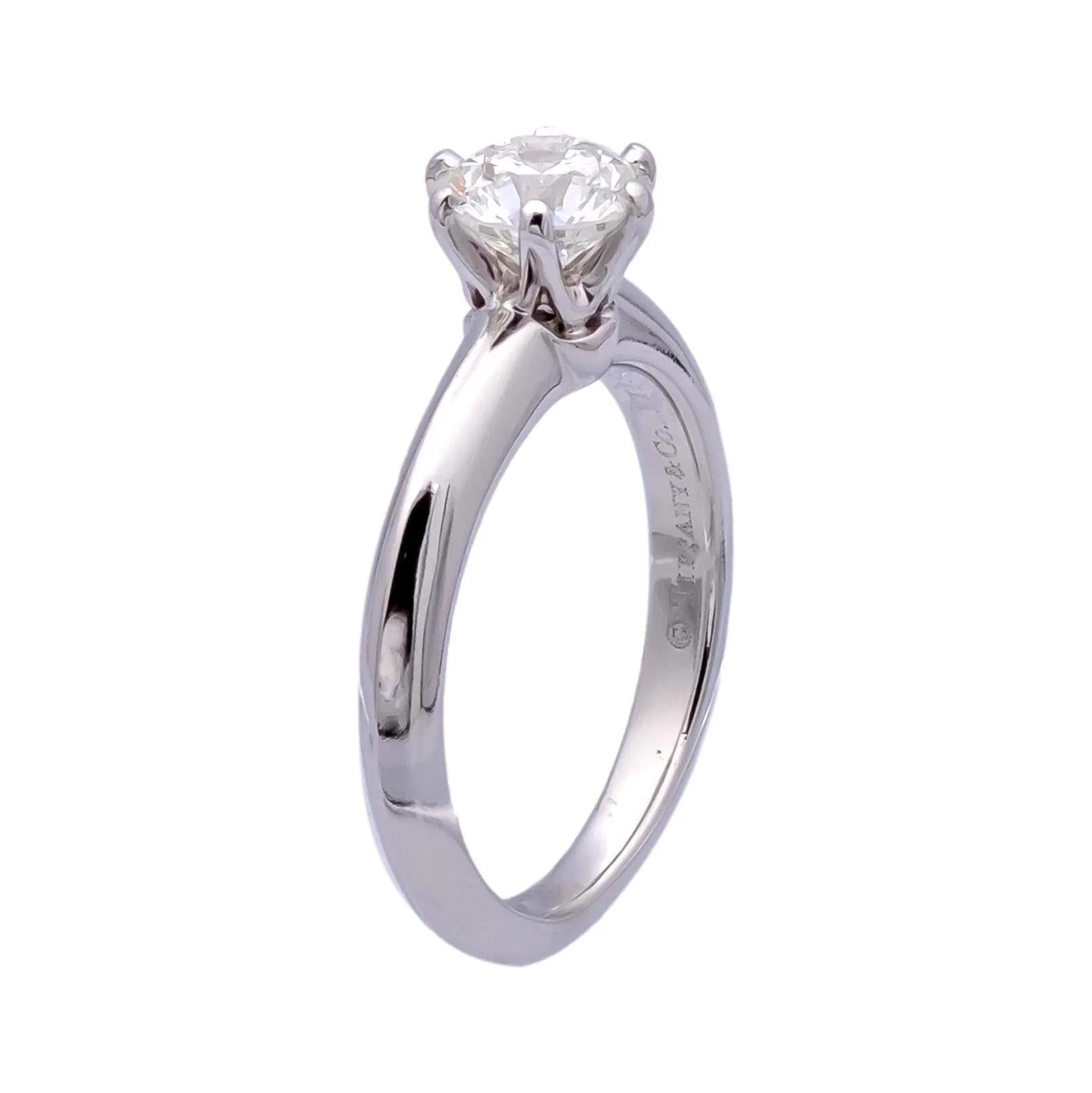 Tiffany & Co. Platinum Solitaire Round Diamond Engagement Ring .91ct H VS1