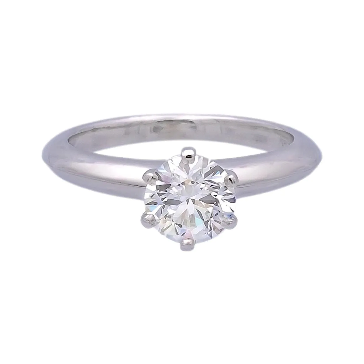 Tiffany & Co. Platinum Solitaire Round Diamond Engagement Ring .91ct H VS1