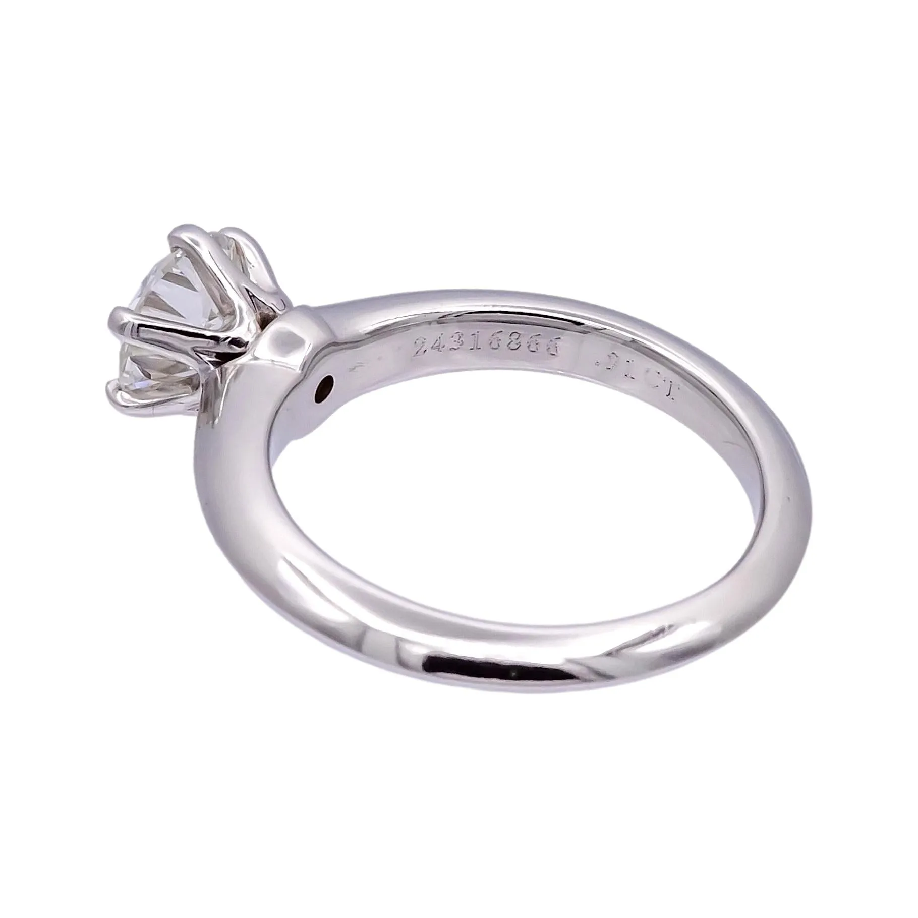Tiffany & Co. Platinum Solitaire Round Diamond Engagement Ring .91ct H VS1