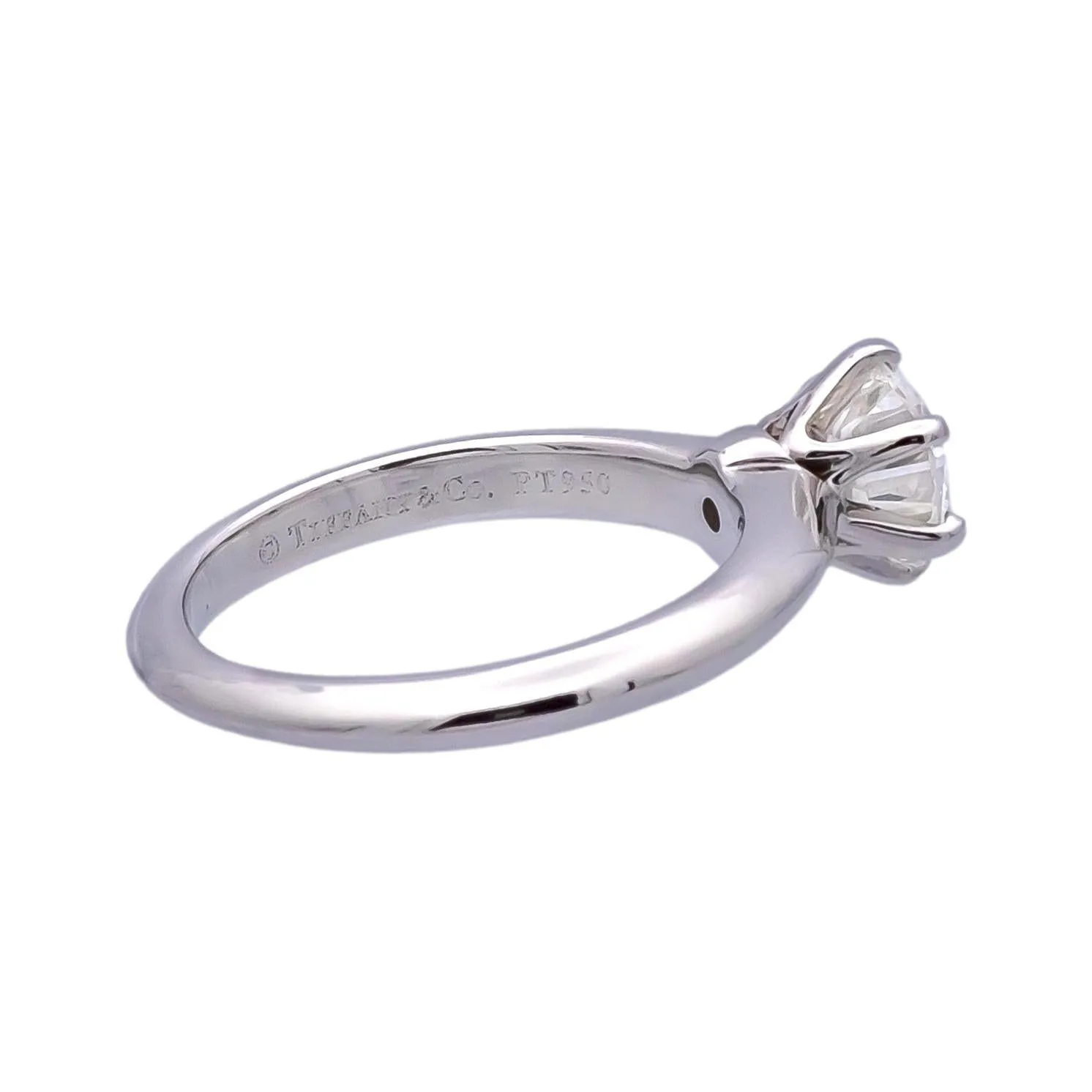 Tiffany & Co. Platinum Solitaire Round Diamond Engagement Ring .91ct H VS1