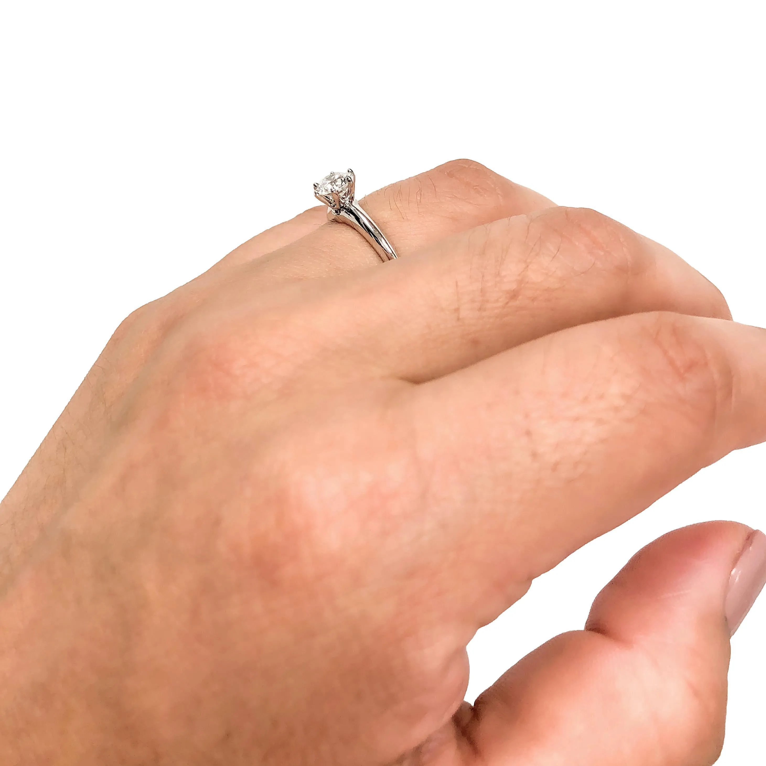 Tiffany & Co. Platinum Solitaire Round Diamond Engagement Ring .91ct H VS1