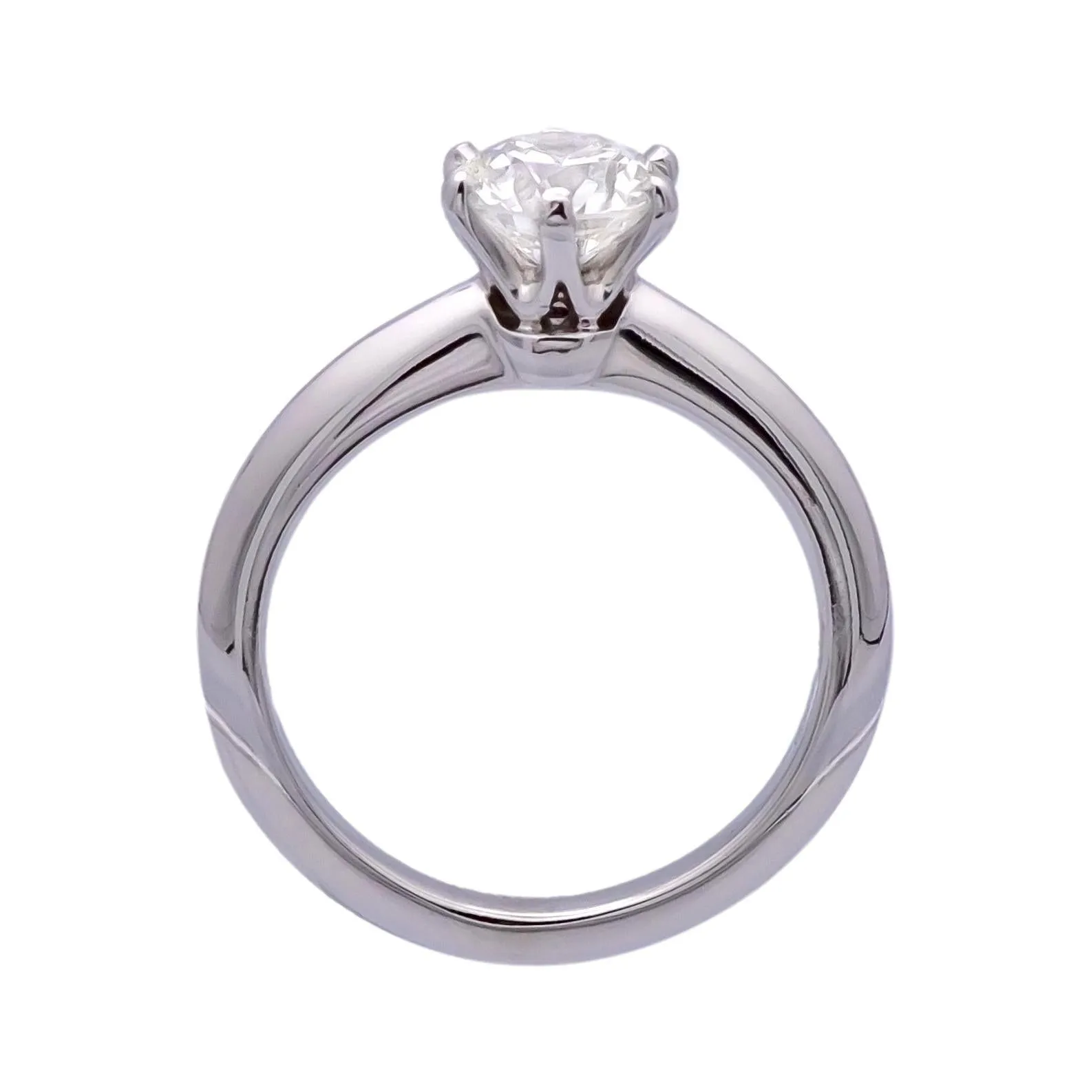 Tiffany & Co. Platinum Solitaire Round Diamond Engagement Ring .91ct H VS1