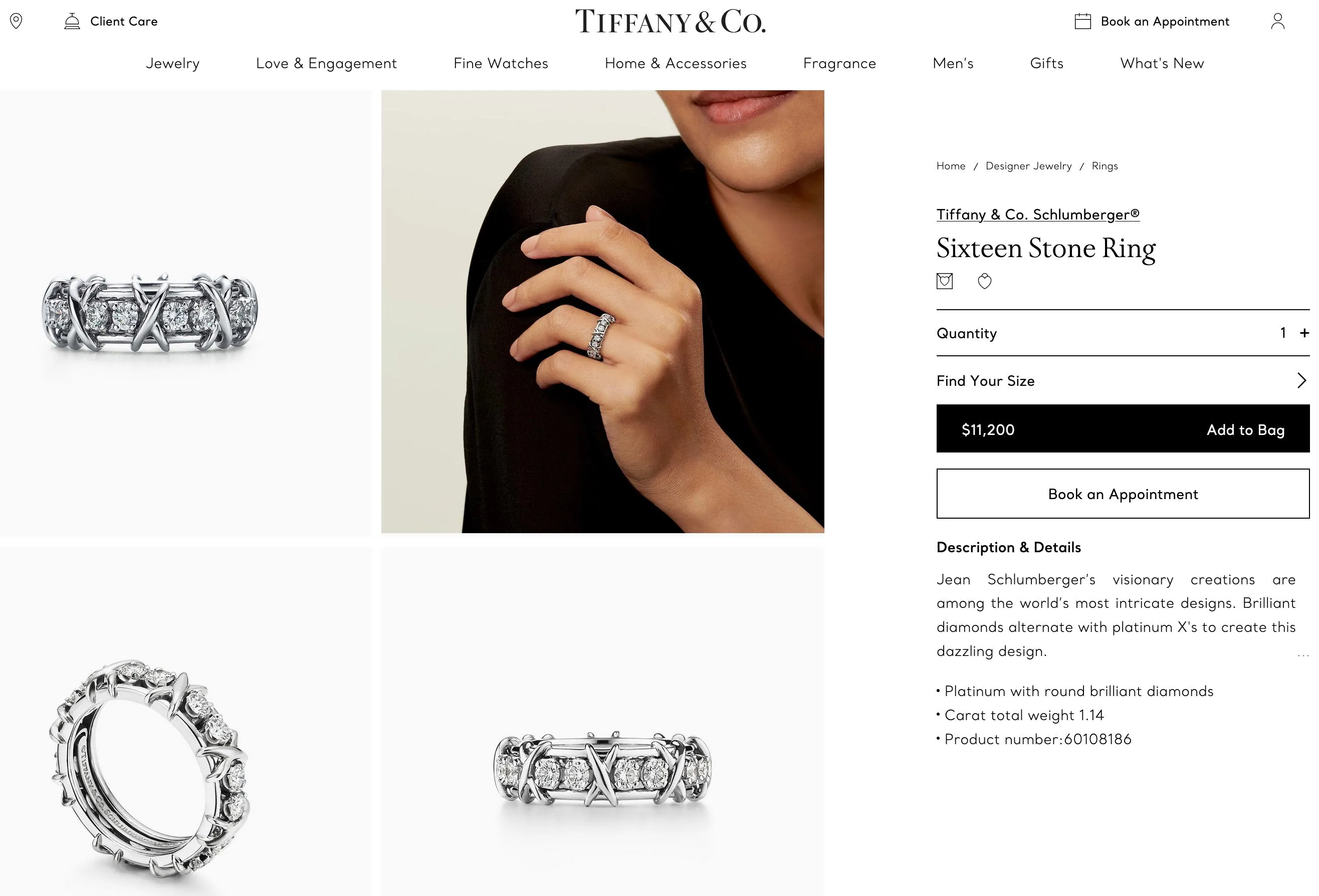 Tiffany & Co. Schlumberger Sixteen Stone Diamond Ring