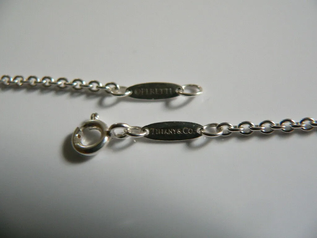Tiffany & Co Silver Peretti Pearl Mesh Necklace Dangle Charm Pendant Love Gift