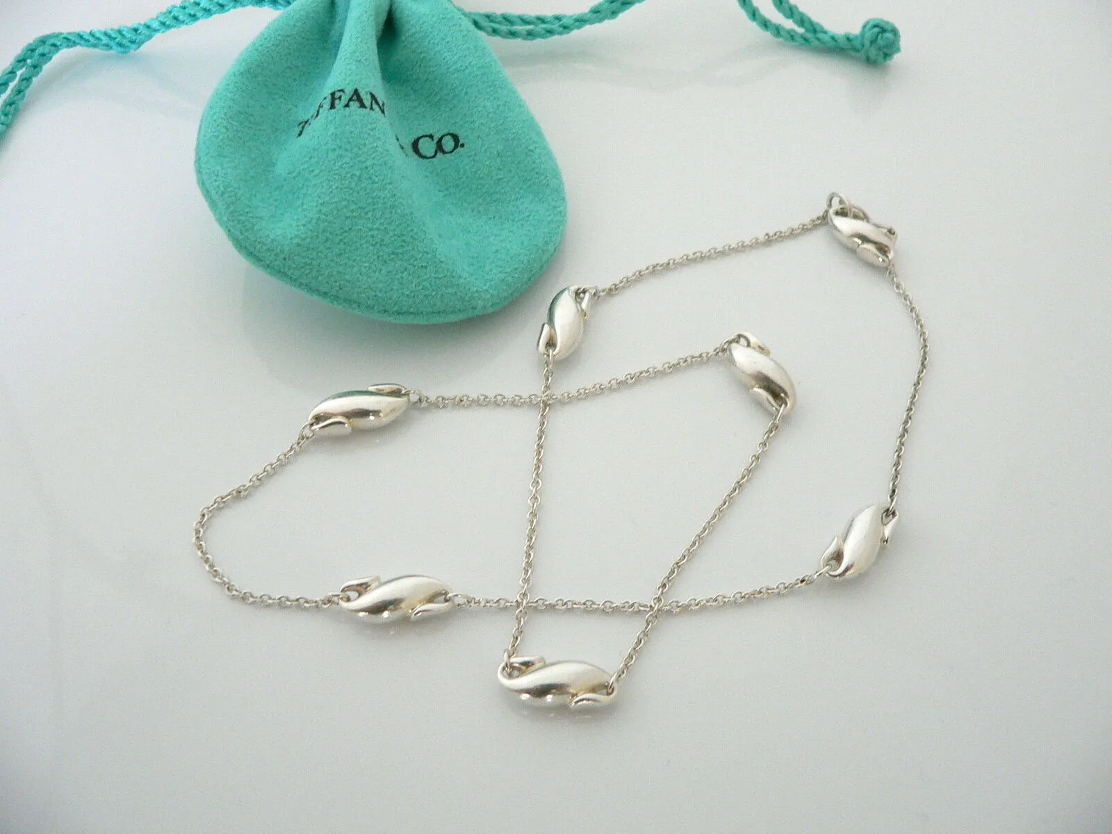 Tiffany & Co Silver Peretti Seahorse Links Necklace Pendant Charm 16.9 Inch Gift