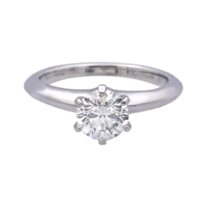 Tiffany and Co. Platinum Solitaire Round Diamond Engagement Ring 1.05 FVS2