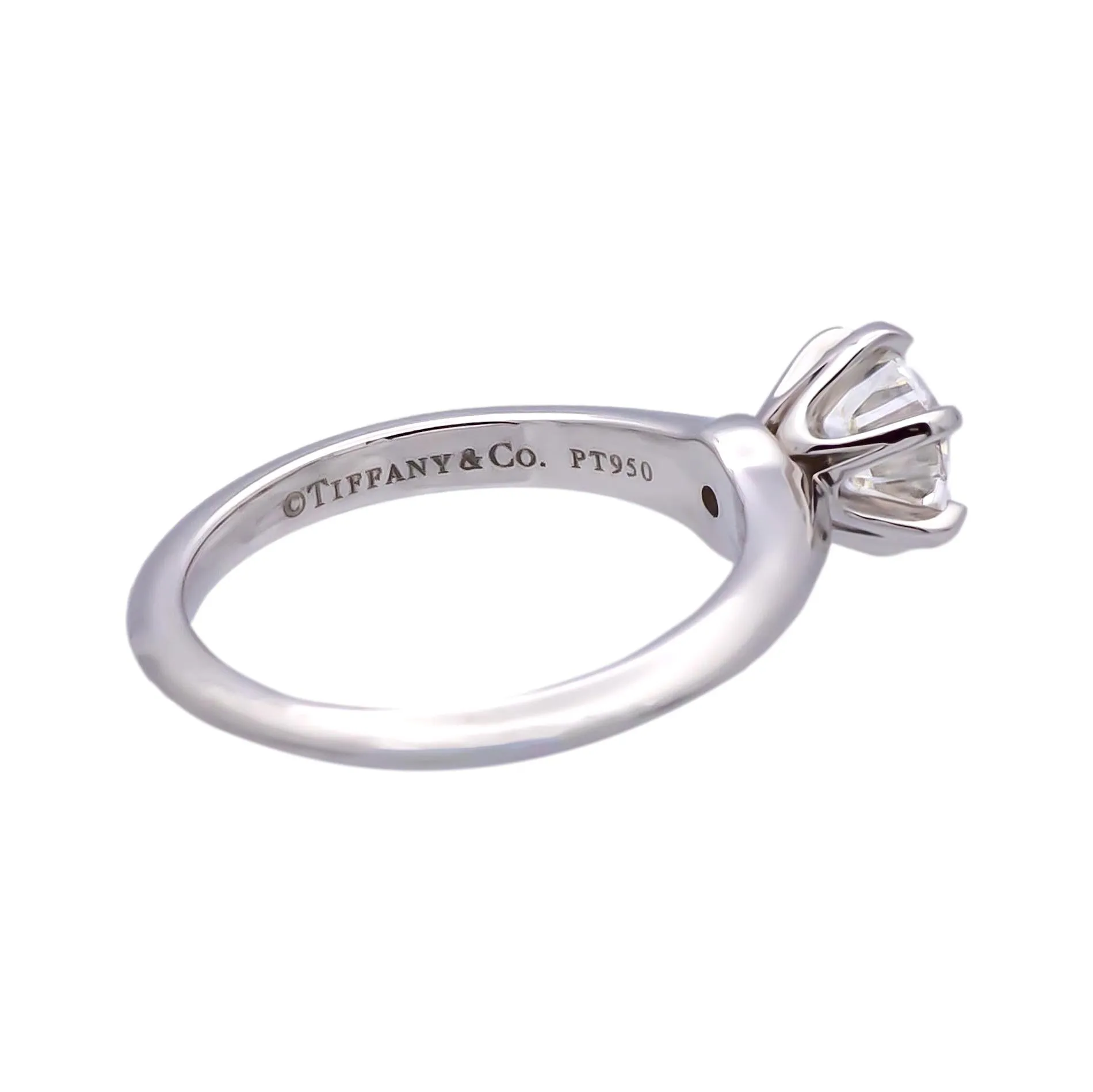Tiffany and Co. Platinum Solitaire Round Diamond Engagement Ring 1.05 FVS2