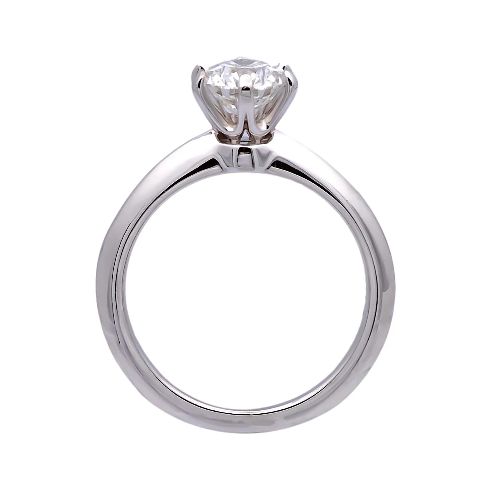 Tiffany and Co. Platinum Solitaire Round Diamond Engagement Ring 1.05 FVS2