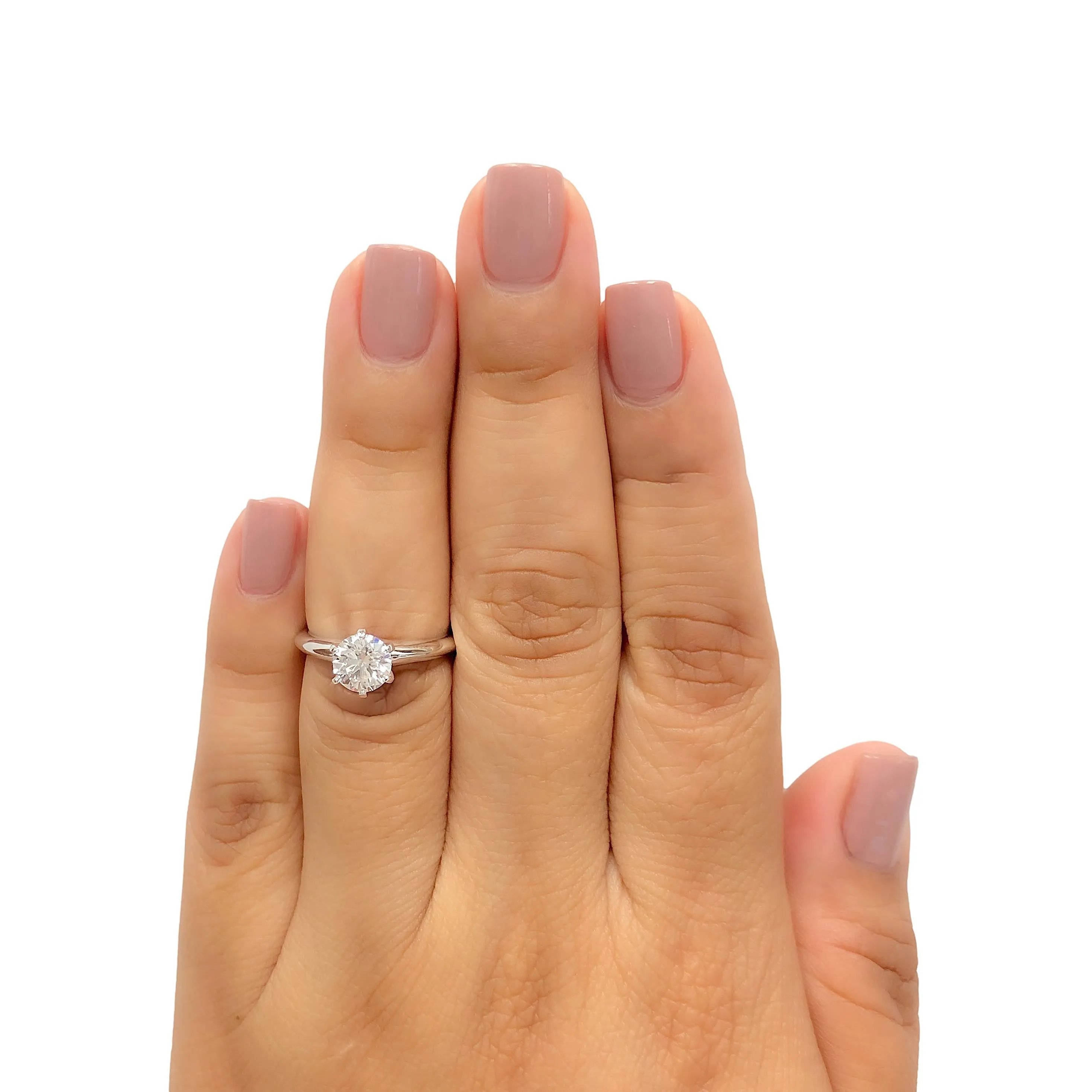 Tiffany and Co. Platinum Solitaire Round Diamond Engagement Ring 1.05 FVS2