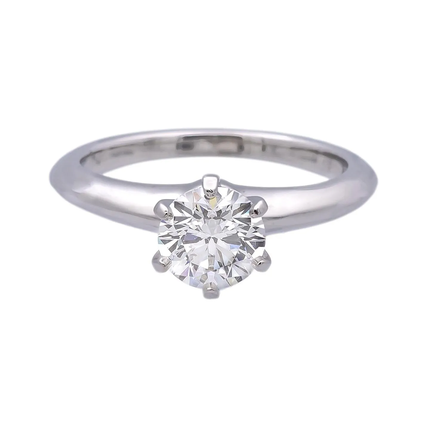 Tiffany and Co. Platinum Solitaire Round Diamond Engagement Ring 1.05 FVS2