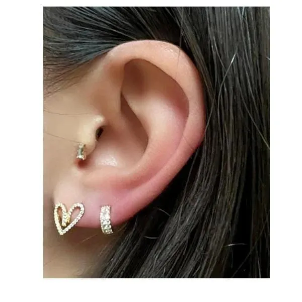 Tiny Crystal Half Hoop Post - Gold Vermeil