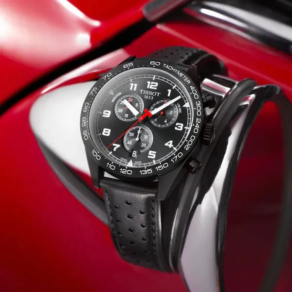 TISSOT PRS 516 CHRONOGRAPH PVD STEEL LEATHER