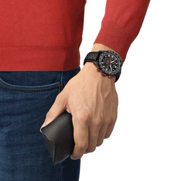 TISSOT PRS 516 CHRONOGRAPH PVD STEEL LEATHER