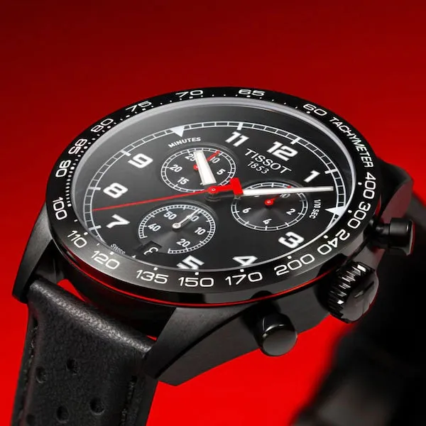 TISSOT PRS 516 CHRONOGRAPH PVD STEEL LEATHER