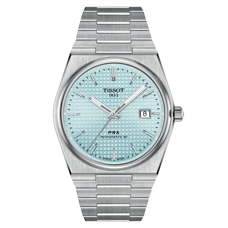Tissot PRX Powermatic 80 Silver Stainless Steel Ice Blue Dial Automatic Watch for Gents - T137.407.11.351.00