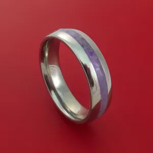 Titanium and Sugilite Ring Custom Made Wedding Band Lavulite
