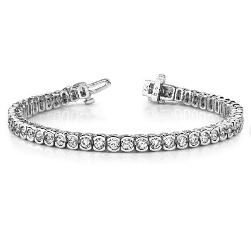 Touch of Gold 18K White Gold 6.76ct Diamond Bezel Tennis Bracelet
