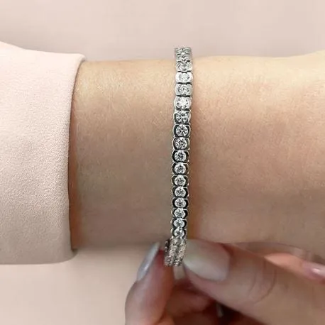 Touch of Gold 18K White Gold 6.76ct Diamond Bezel Tennis Bracelet