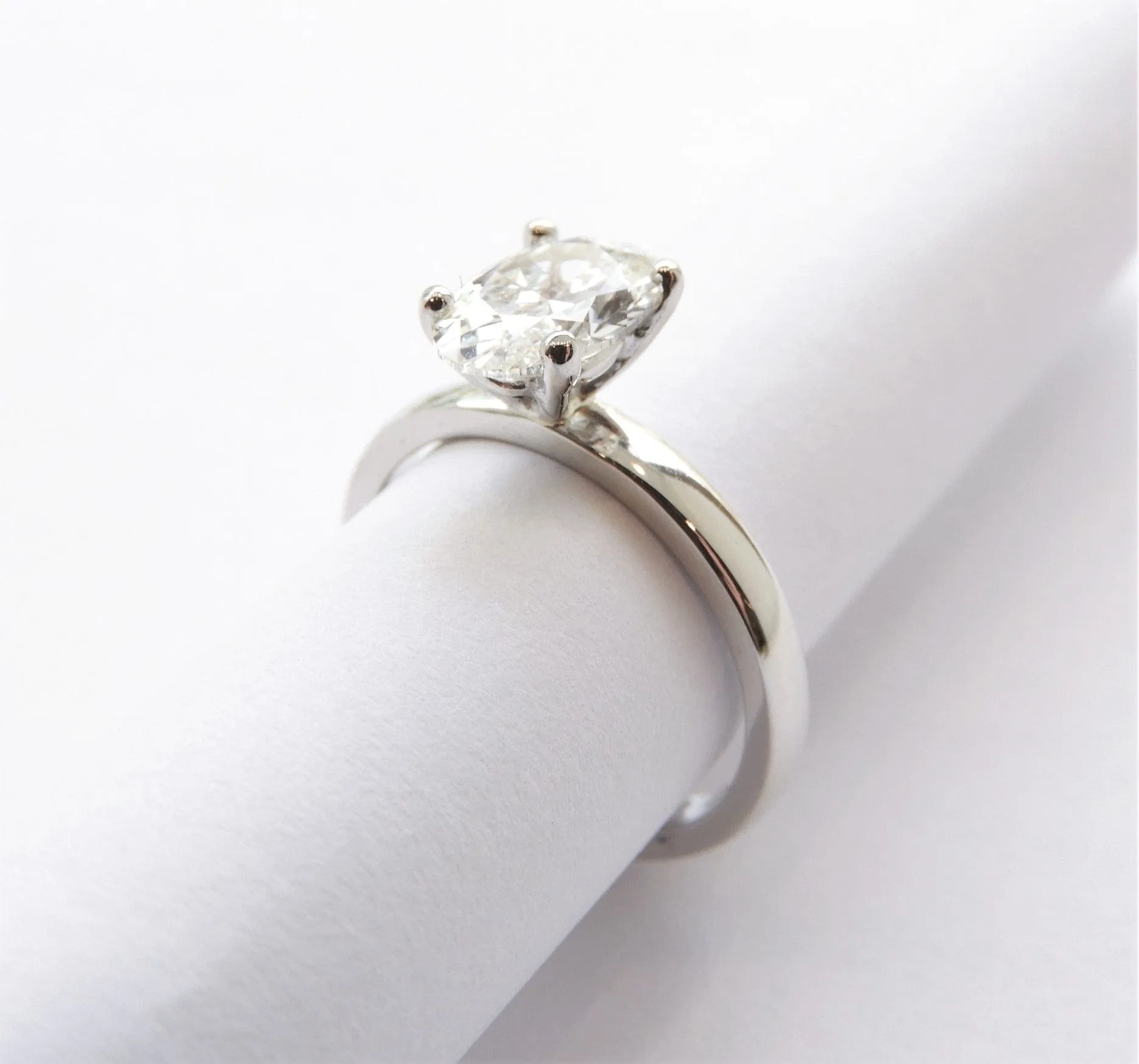 Touch of Gold Platinum 1.20ct Oval Diamond Solitaire Ring