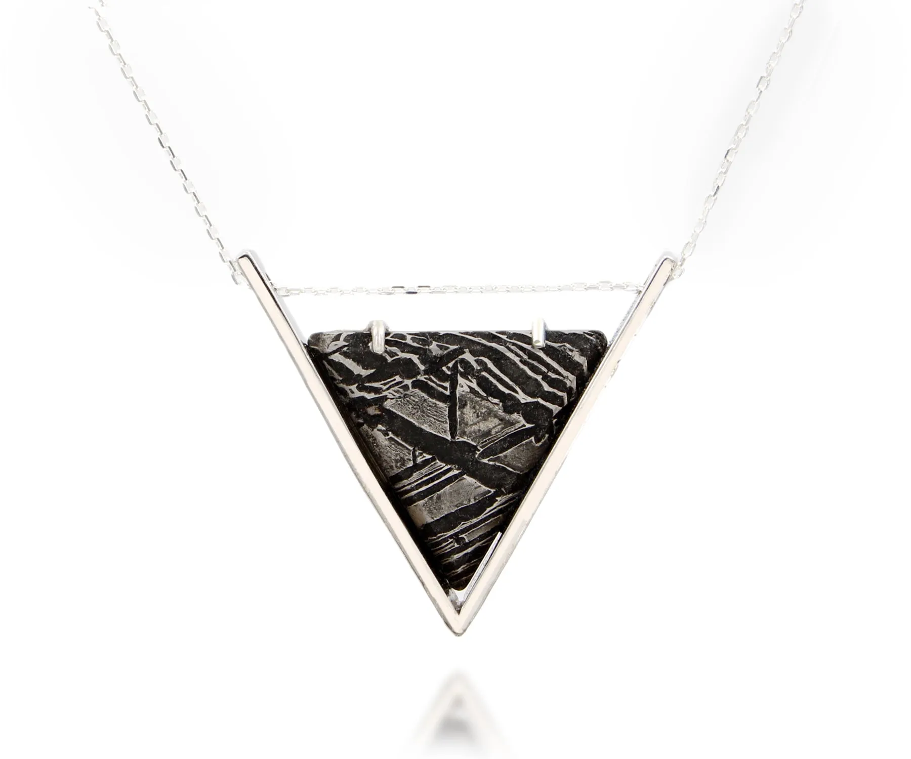 Triangle Meteorite Silver Necklace