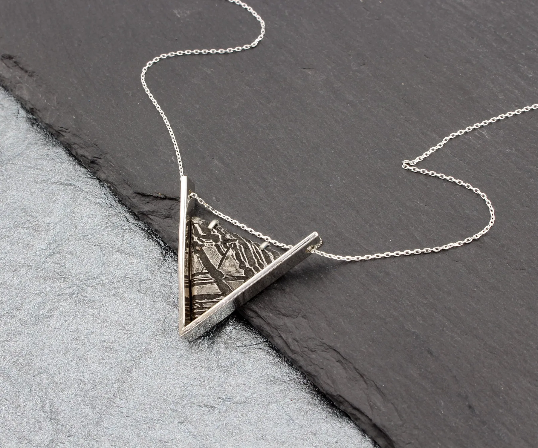 Triangle Meteorite Silver Necklace