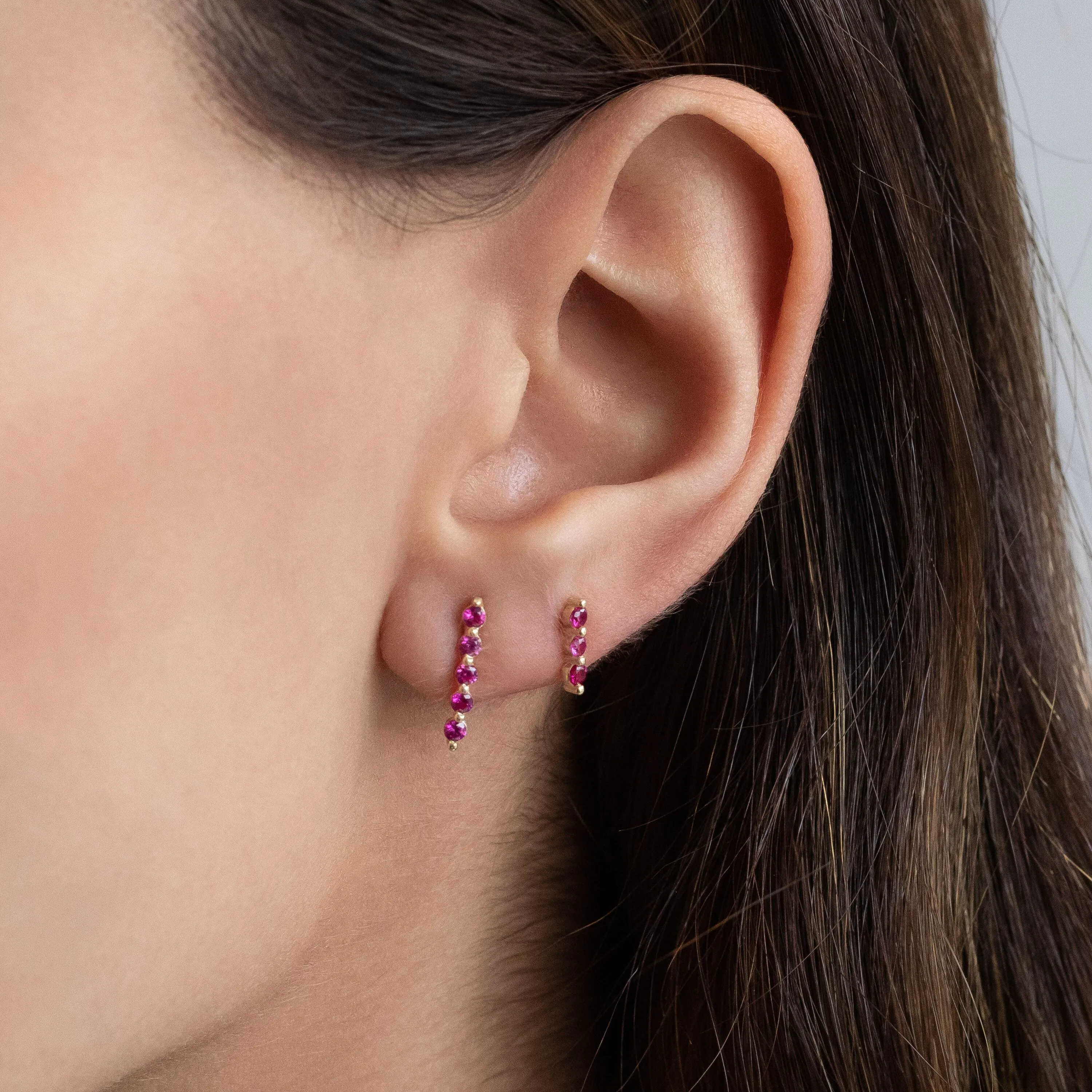 Triple Bezel Stud Earring